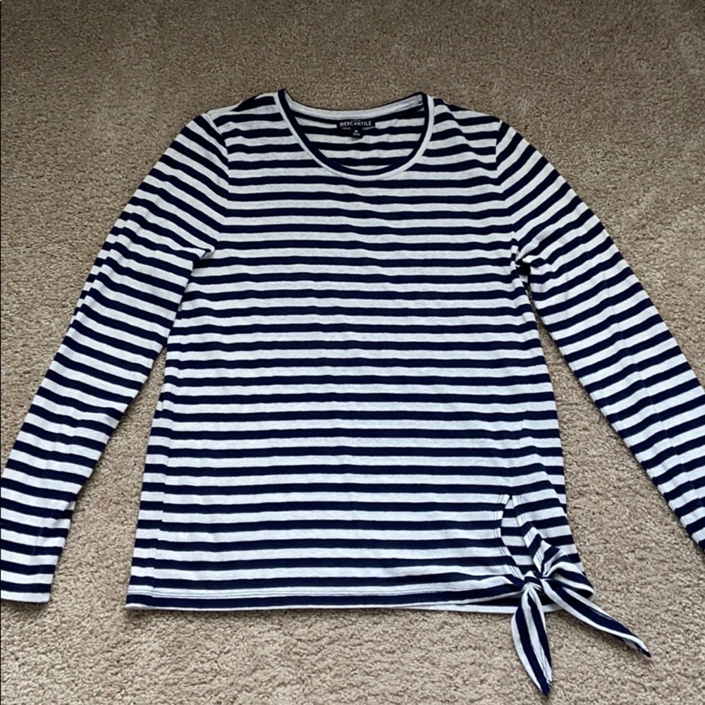 J Crew Mercantile navy and white striped tee